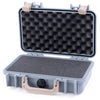 Pelican 1170 Case, Silver with Desert Tan Handle & Latches Pick & Pluck Foam with Convolute Lid Foam ColorCase 011700-0001-180-310
