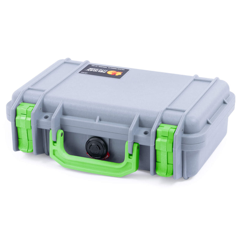 Pelican 1170 Case, Silver with Lime Green Handle & Latches ColorCase 