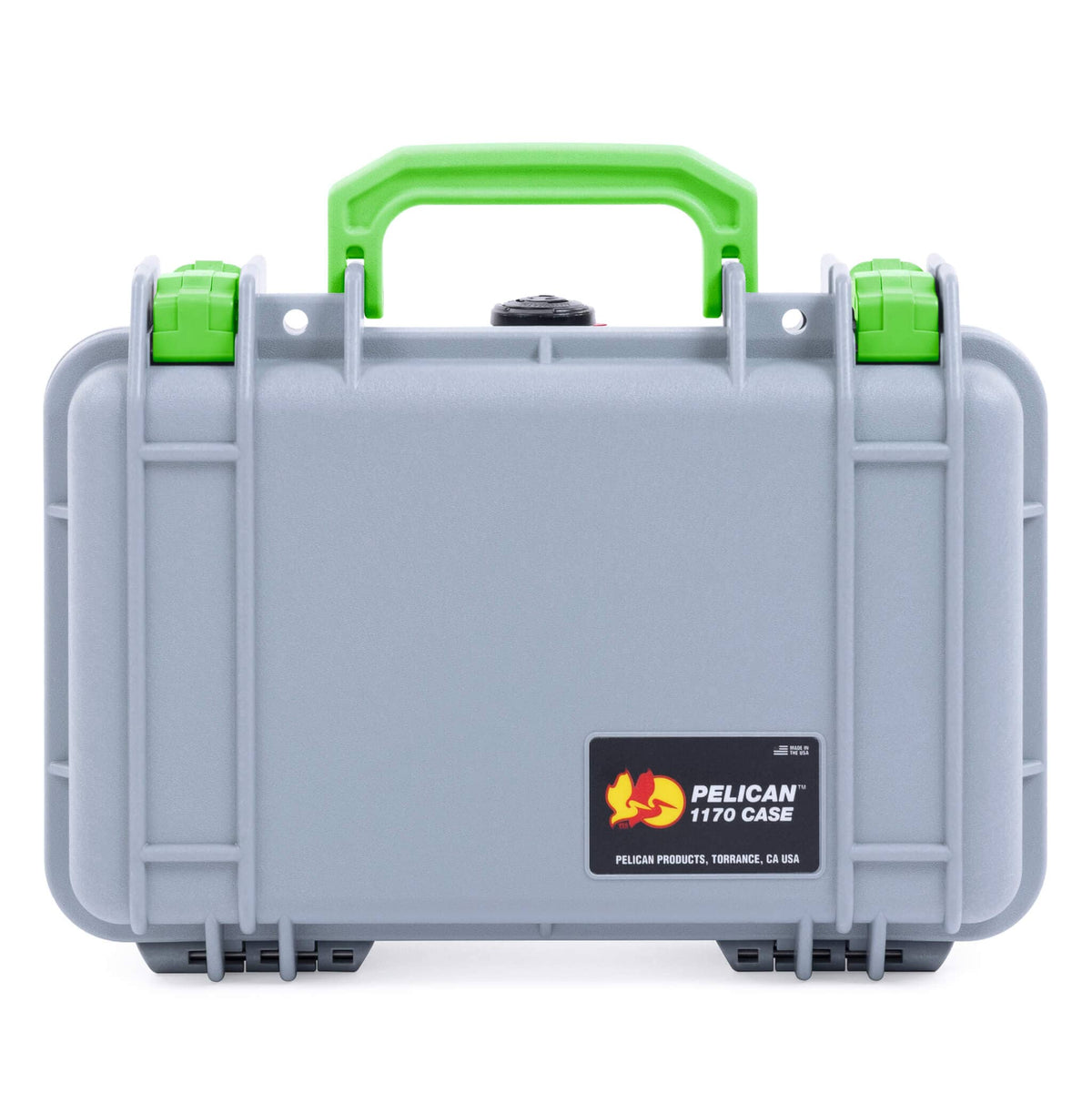 Pelican 1170 Case, Silver with Lime Green Handle &amp; Latches ColorCase 