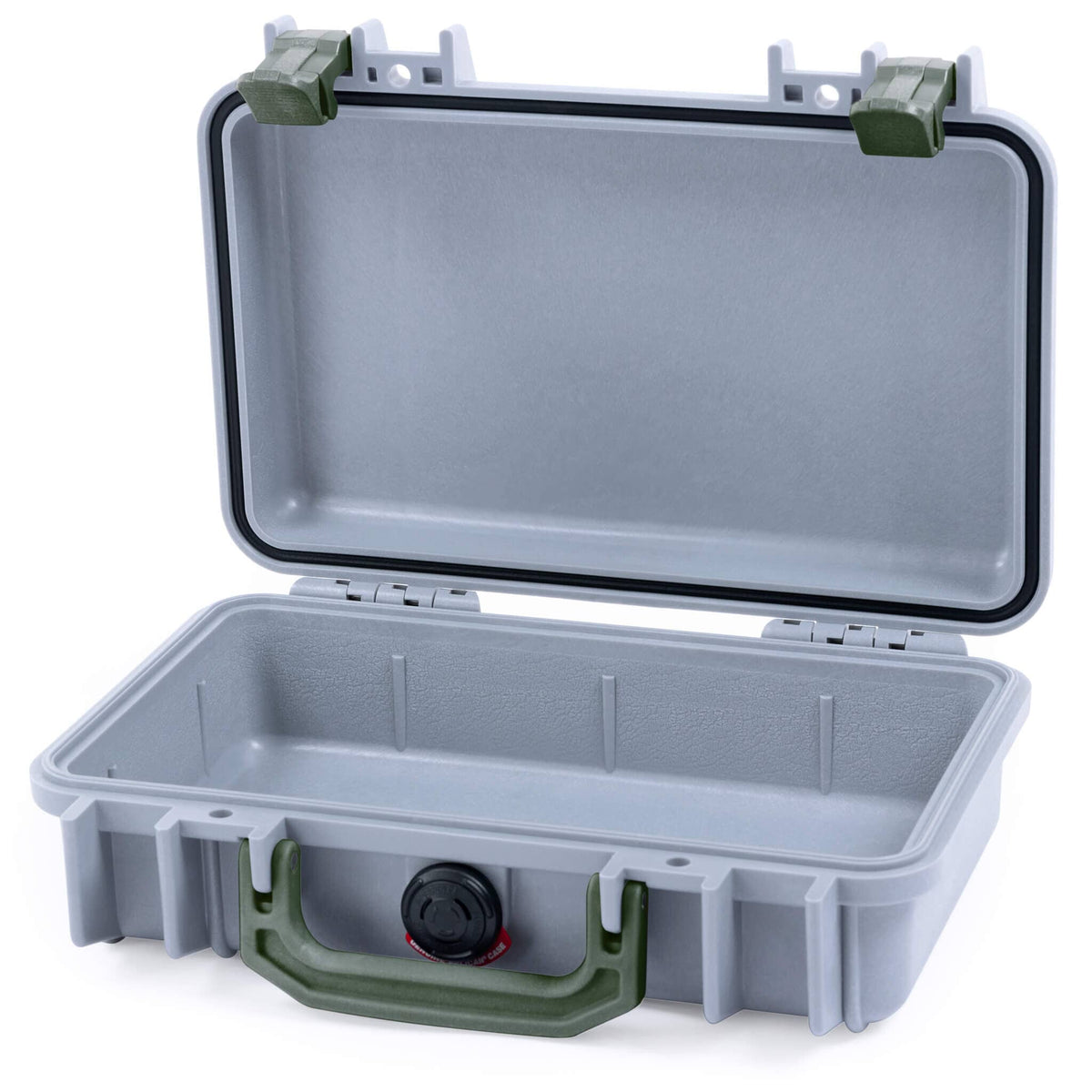 Pelican 1170 Case, Silver with OD Green Handle &amp; Latches None (Case Only) ColorCase 011700-0000-180-130