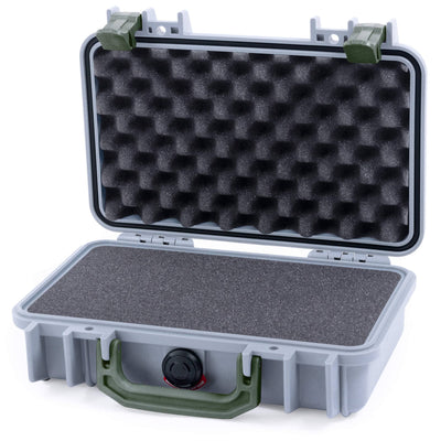Pelican 1170 Case, Silver with OD Green Handle & Latches Pick & Pluck Foam with Convolute Lid Foam ColorCase 011700-0001-180-130