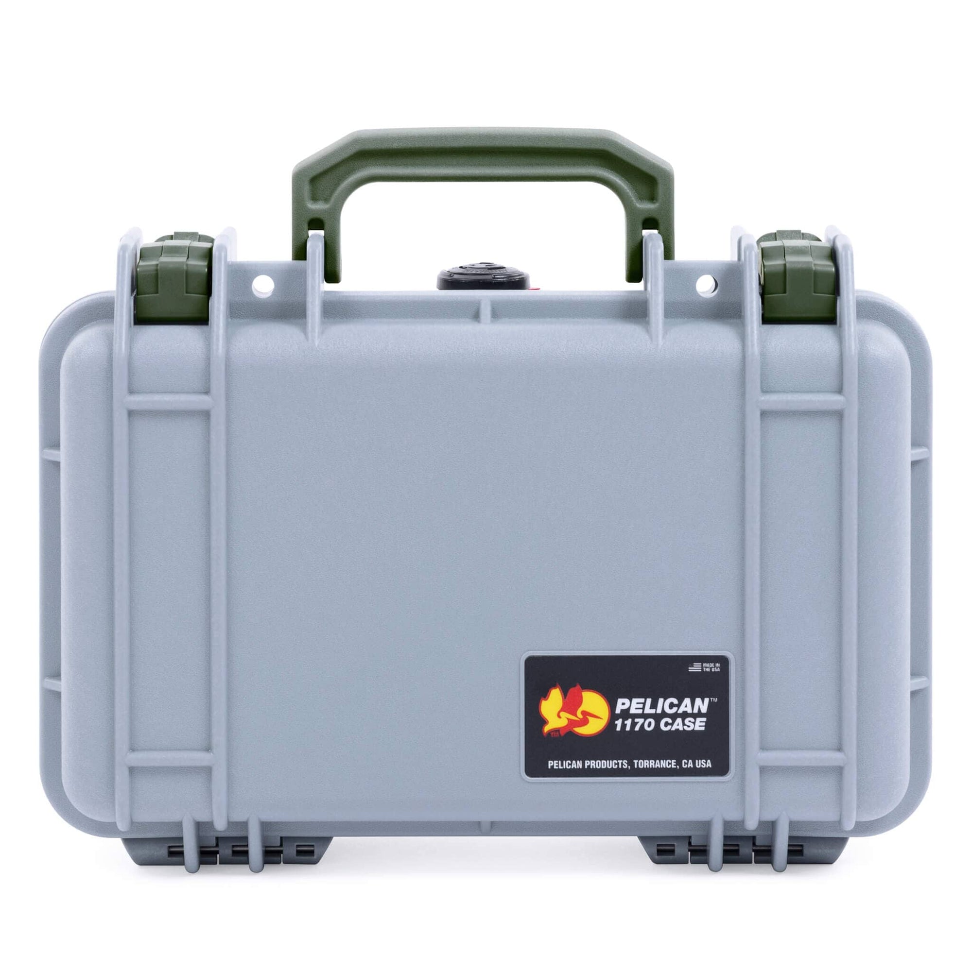 Pelican 1170 Case, Silver with OD Green Handle & Latches ColorCase 