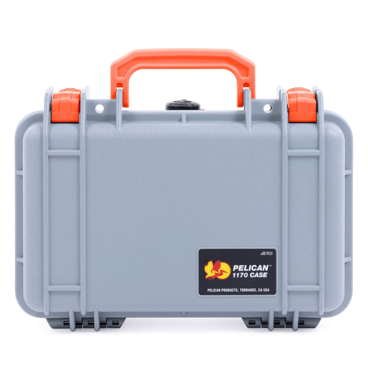 Pelican 1170 Case, Silver with Orange Handle &amp; Latches ColorCase 