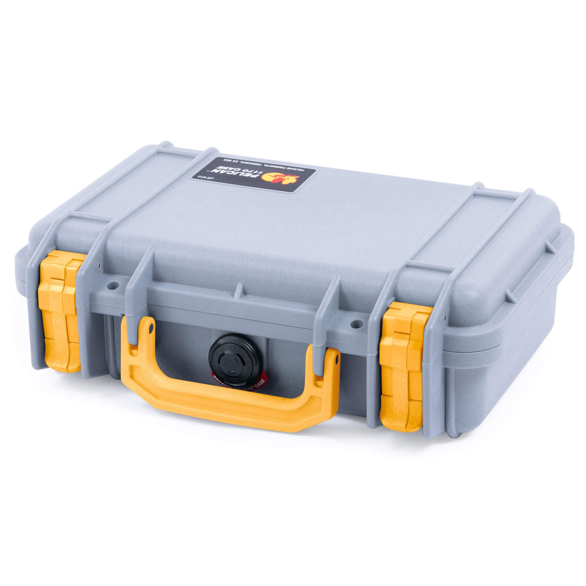 Pelican 1170 Case, Silver with Yellow Handle &amp; Latches ColorCase 