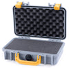 Pelican 1170 Case, Silver with Yellow Handle & Latches Pick & Pluck Foam with Convolute Lid Foam ColorCase 011700-0001-180-240