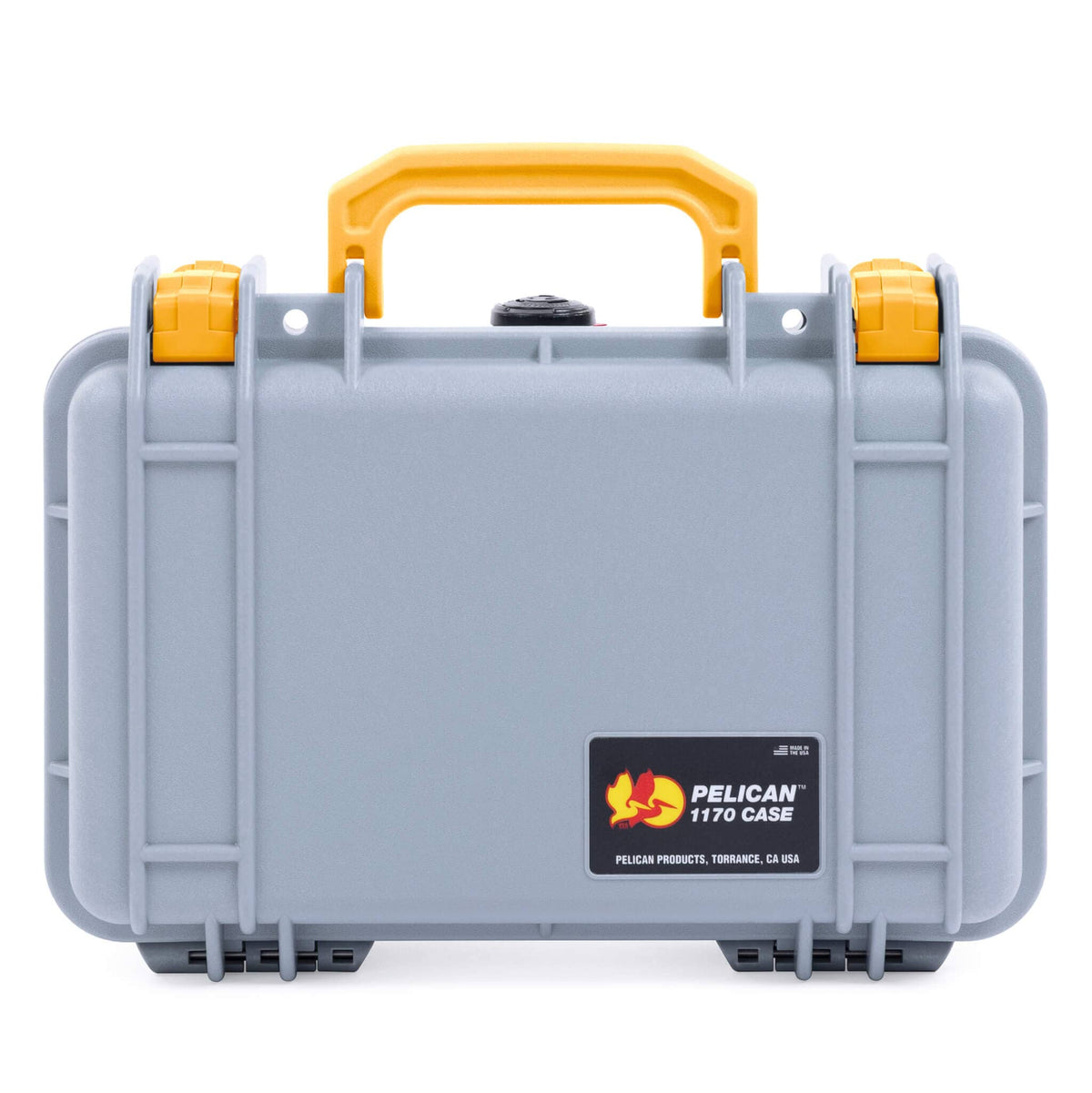 Pelican 1170 Case, Silver with Yellow Handle &amp; Latches ColorCase 