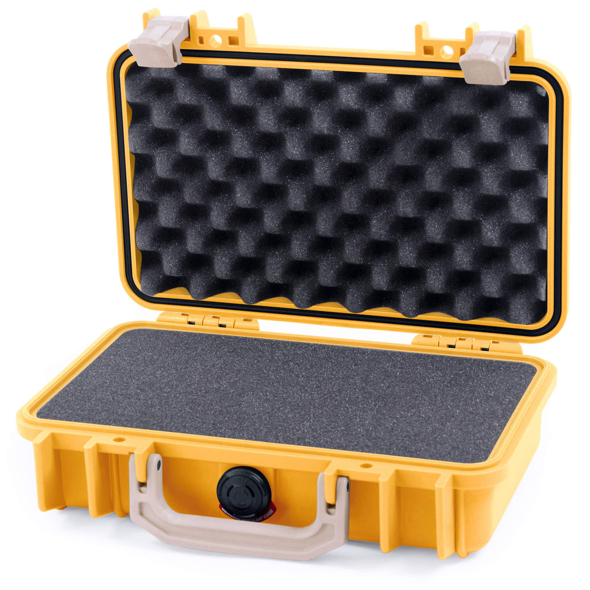 Pelican 1170 Case, Yellow with Desert Tan Handle &amp; Latches Pick &amp; Pluck Foam with Convolute Lid Foam ColorCase 011700-0001-240-310