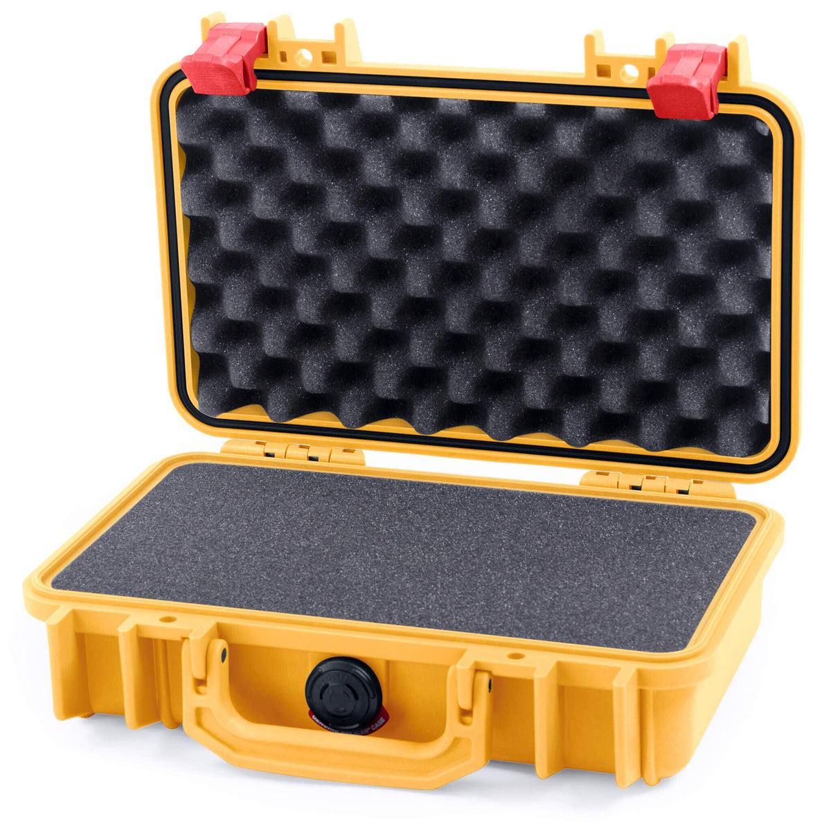 Pelican 1170 Case, Yellow with Red Latches Pick &amp; Pluck Foam with Convolute Lid Foam ColorCase 011700-0001-240-320