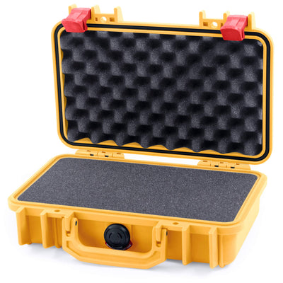 Pelican 1170 Case, Yellow with Red Latches Pick & Pluck Foam with Convolute Lid Foam ColorCase 011700-0001-240-320