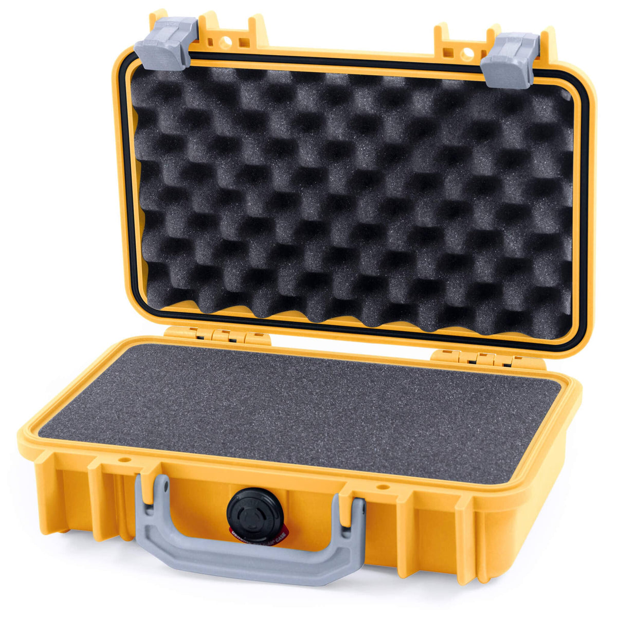 Pelican 1170 Case, Yellow with Silver Handle &amp; Latches Pick &amp; Pluck Foam with Convolute Lid Foam ColorCase 011700-0001-240-180