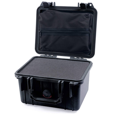 Pelican 1300 Case, Black Pick & Pluck Foam with Zipper Lid Pouch ColorCase 013000-0101-110-110