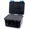 Pelican 1300 Case, Black with Blue Latches Pick & Pluck Foam with Zipper Lid Pouch ColorCase 013000-0101-110-120