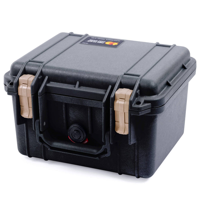 Pelican 1300 Case, Black with Desert Tan Latches ColorCase 