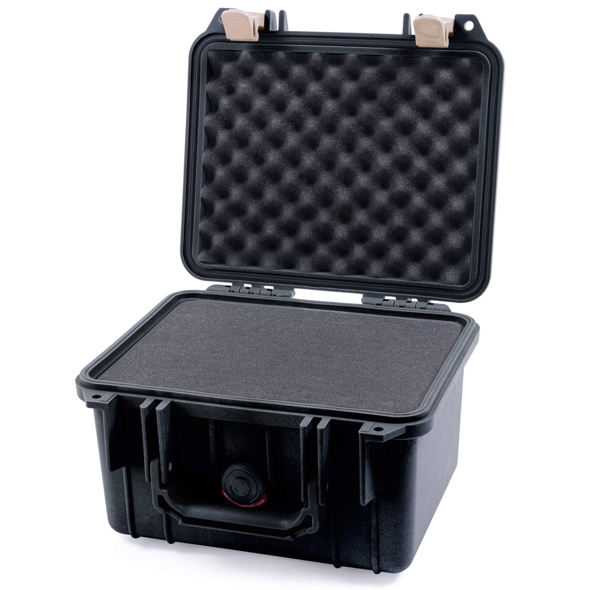 Pelican 1300 Case, Black with Desert Tan Latches Pick &amp; Pluck Foam with Convolute Lid Foam ColorCase 013000-0001-110-310