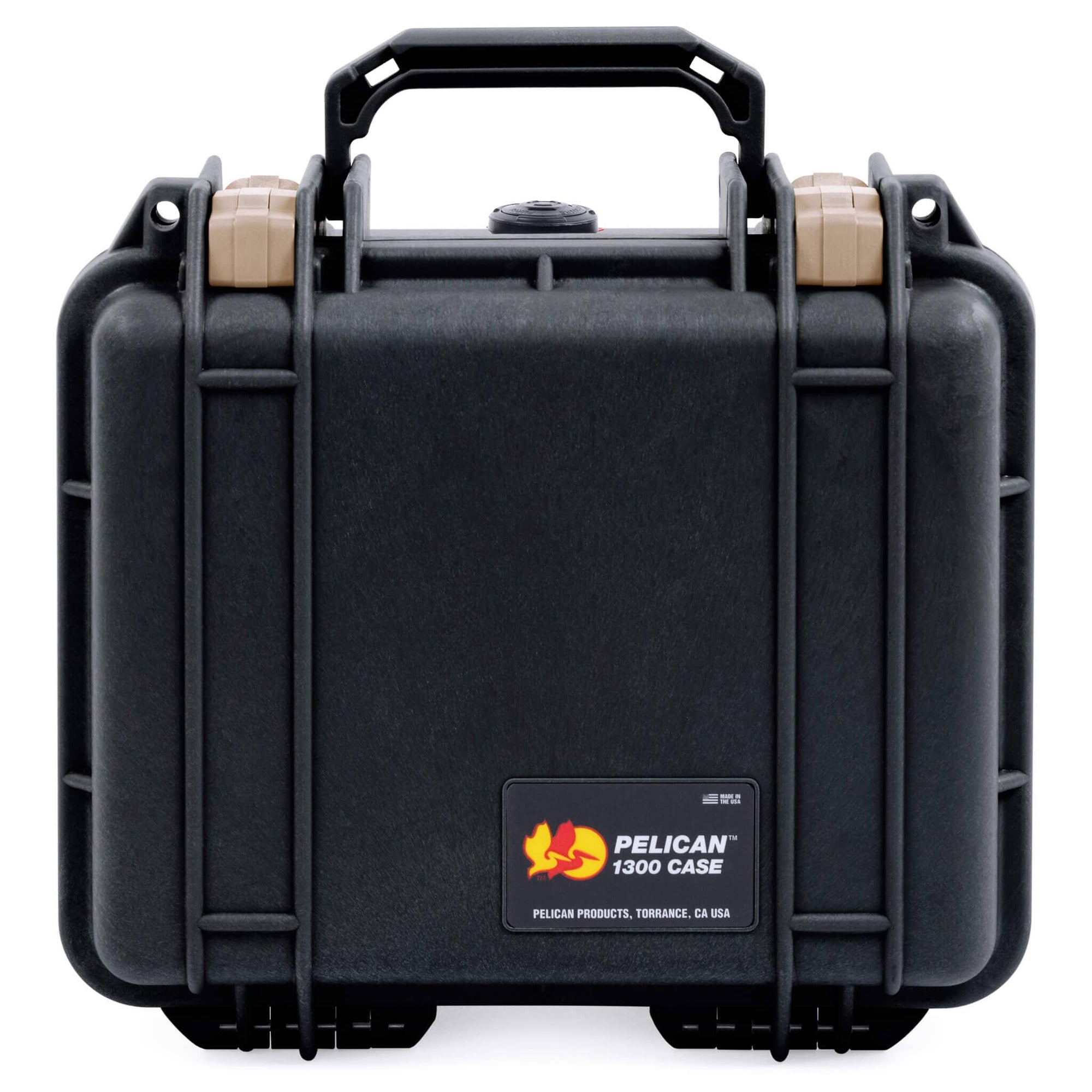 Pelican 1300 Case, Black with Desert Tan Latches ColorCase 