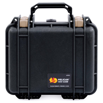 Pelican 1300 Case, Black with Desert Tan Latches ColorCase