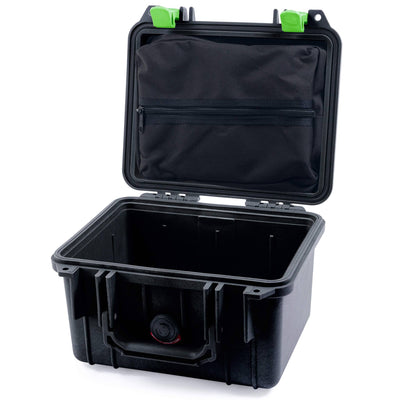Pelican 1300 Case, Black with Lime Green Latches Zipper Lid Pouch Only ColorCase 013000-0100-110-300