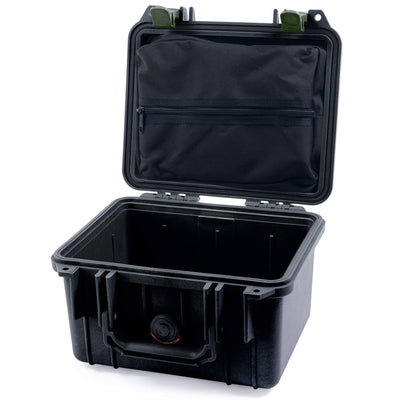 Pelican 1300 Case, Black with OD Green Latches Zipper Lid Pouch Only ColorCase 013000-0100-110-130