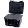 Pelican 1300 Case, Black with OD Green Latches Pick & Pluck Foam with Zipper Lid Pouch ColorCase 013000-0101-110-130