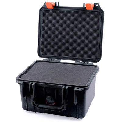 Pelican 1300 Case, Black with Orange Latches Pick & Pluck Foam with Convolute Lid Foam ColorCase 013000-0001-110-150