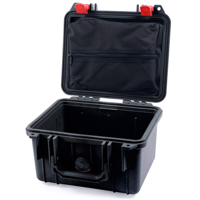 Pelican 1300 Case, Black with Red Latches Zipper Lid Pouch Only ColorCase 013000-0100-110-320