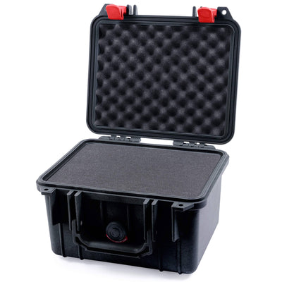 Pelican 1300 Case, Black with Red Latches Pick & Pluck Foam with Convolute Lid Foam ColorCase 013000-0001-110-320