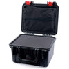 Pelican 1300 Case, Black with Red Latches Pick & Pluck Foam with Zipper Lid Pouch ColorCase 013000-0101-110-320