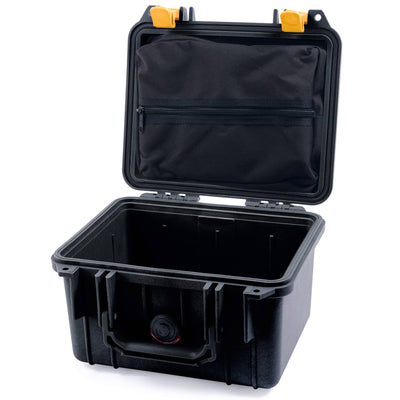 Pelican 1300 Case, Black with Yellow Latches Zipper Lid Pouch Only ColorCase 013000-0100-110-240