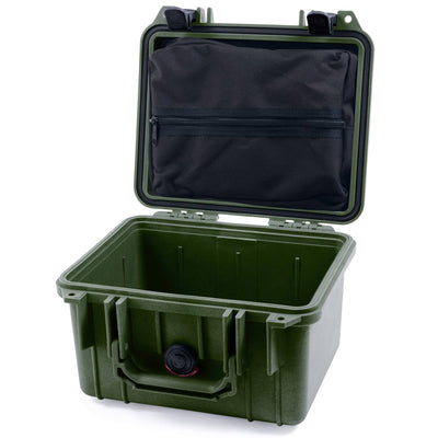 Pelican 1300 Case, OD Green with Black Latches Zipper Lid Pouch Only ColorCase 013000-0100-130-110