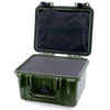 Pelican 1300 Case, OD Green with Black Latches Pick & Pluck Foam with Zipper Lid Pouch ColorCase 013000-0101-130-110