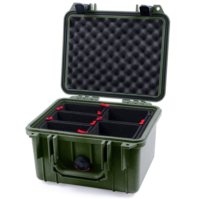 Pelican 1300 Case, OD Green with Black Latches TrekPak Divider System with Convolute Lid Foam ColorCase 013000-0020-130-110
