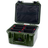 Pelican 1300 Case, OD Green with Black Latches TrekPak Divider System with Zipper Lid Pouch ColorCase 013000-0120-130-110