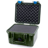 Pelican 1300 Case, OD Green with Blue Latches Pick & Pluck Foam with Convolute Lid Foam ColorCase 013000-0001-130-120
