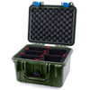 Pelican 1300 Case, OD Green with Blue Latches TrekPak Divider System with Convolute Lid Foam ColorCase 013000-0020-130-120