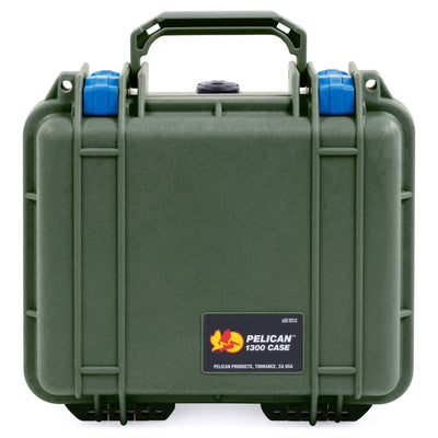 Pelican 1300 Case, OD Green with Blue Latches ColorCase