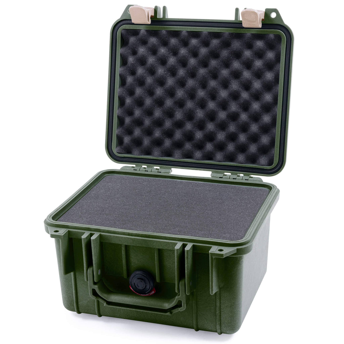Pelican 1300 Case, OD Green with Desert Tan Latches Pick &amp; Pluck Foam with Convolute Lid Foam ColorCase 013000-0001-130-310