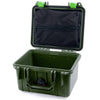 Pelican 1300 Case, OD Green with Lime Green Latches Zipper Lid Pouch Only ColorCase 013000-0100-130-300