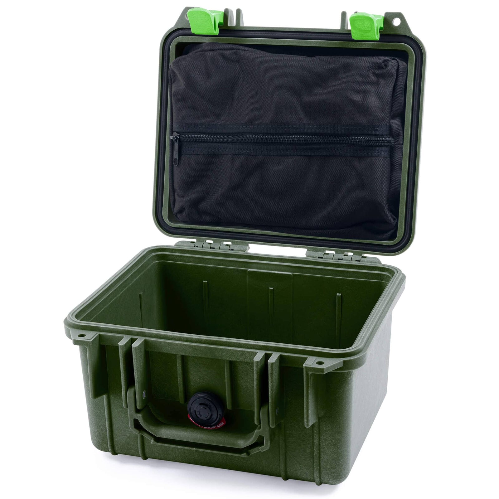 Pelican 1300 Case, OD Green with Lime Green Latches Zipper Lid Pouch Only ColorCase 013000-0100-130-300