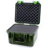 Pelican 1300 Case, OD Green with Lime Green Latches Pick & Pluck Foam with Convolute Lid Foam ColorCase 013000-0001-130-300