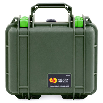 Pelican 1300 Case, OD Green with Lime Green Latches ColorCase