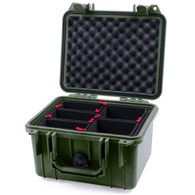 Pelican 1300 Case, OD Green TrekPak Divider System with Convolute Lid Foam ColorCase 013000-0020-110-130