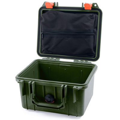 Pelican 1300 Case, OD Green with Orange Latches Zipper Lid Pouch Only ColorCase 013000-0100-130-150