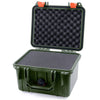 Pelican 1300 Case, OD Green with Orange Latches Pick & Pluck Foam with Convolute Lid Foam ColorCase 013000-0001-130-150