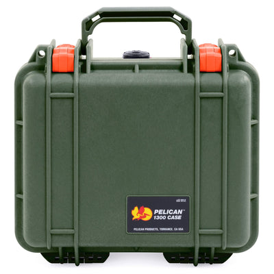 Pelican 1300 Case, OD Green with Orange Latches ColorCase