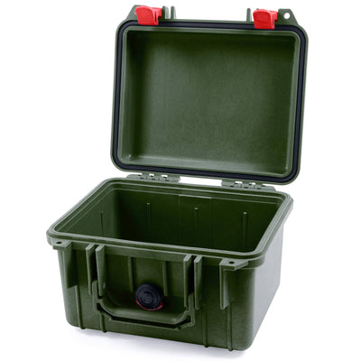 Pelican 1300 Case, OD Green with Red Latches None (Case Only) ColorCase 013000-0000-130-320