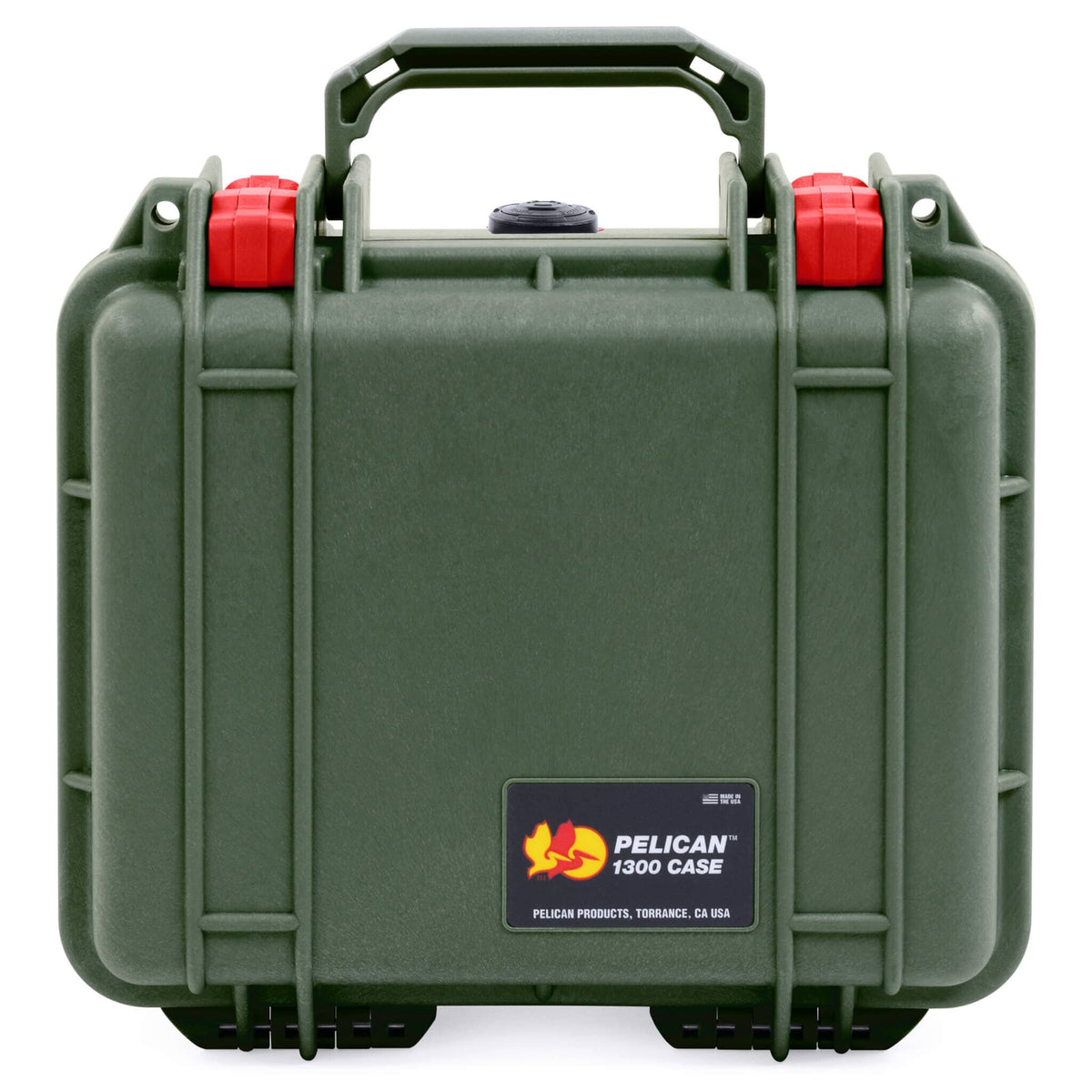 Pelican 1300 Case, OD Green with Red Latches ColorCase 