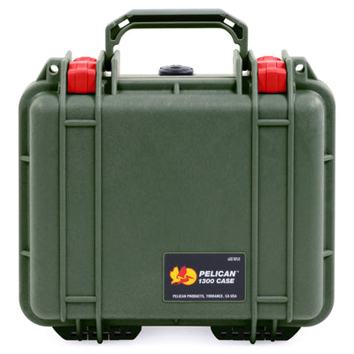 Pelican 1300 Case, OD Green with Red Latches ColorCase