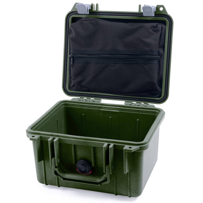 Pelican 1300 Case, OD Green with Silver Latches Zipper Lid Pouch Only ColorCase 013000-0100-130-180
