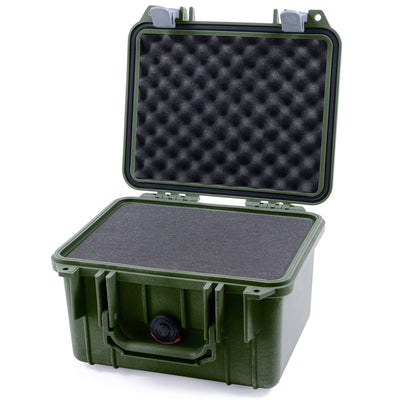 Pelican 1300 Case, OD Green with Silver Latches Pick & Pluck Foam with Convolute Lid Foam ColorCase 013000-0001-130-180