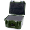 Pelican 1300 Case, OD Green with Silver Latches Pick & Pluck Foam with Zipper Lid Pouch ColorCase 013000-0101-130-180